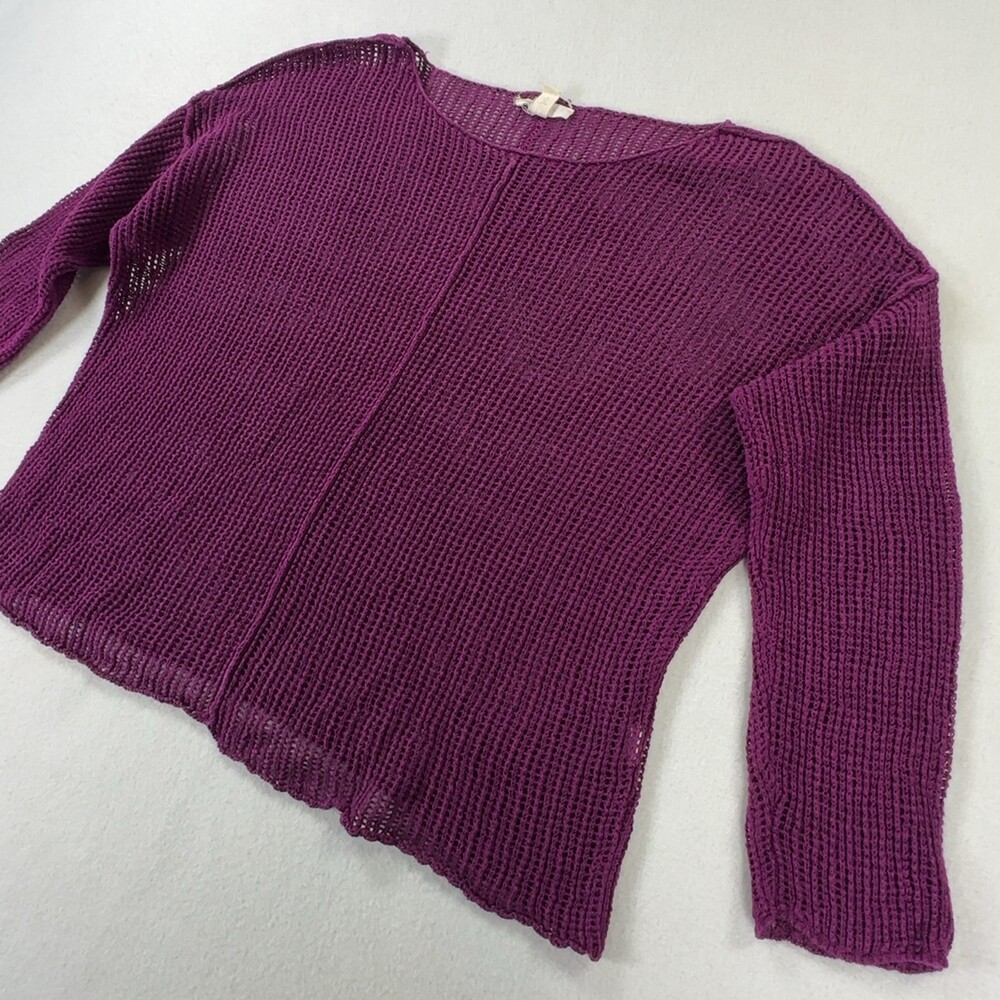 Eileen Fisher Open Knit Pullover Sweater Purple Long Sleeve Women's Size Small - Picture 2 of 8